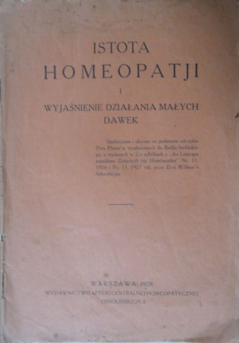 Istota homeopatii,1928